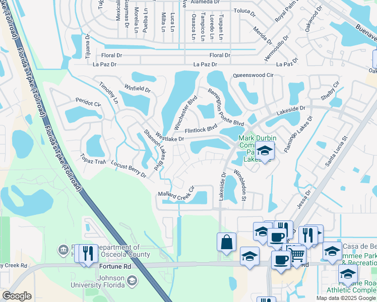map of restaurants, bars, coffee shops, grocery stores, and more near 2100 Cole Trail in Kissimmee