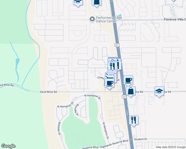 map of restaurants, bars, coffee shops, grocery stores, and more near 904 Charo Parkway in Davenport