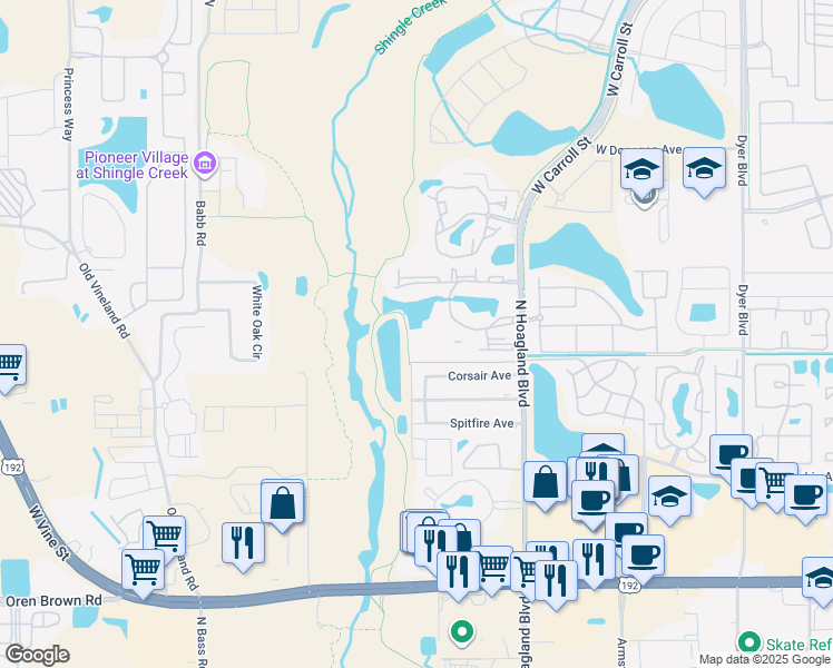 map of restaurants, bars, coffee shops, grocery stores, and more near 2217 Grand Cayman Court in Kissimmee