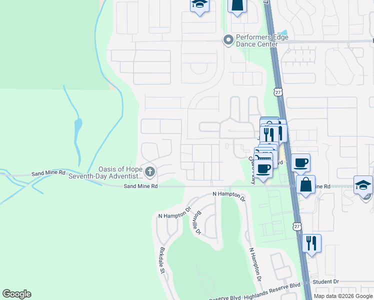 map of restaurants, bars, coffee shops, grocery stores, and more near 121 Napoli Drive in Davenport