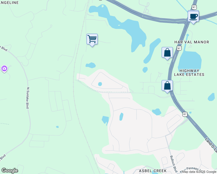 map of restaurants, bars, coffee shops, grocery stores, and more near 17750 Turning Leaf Circle in Land O' Lakes