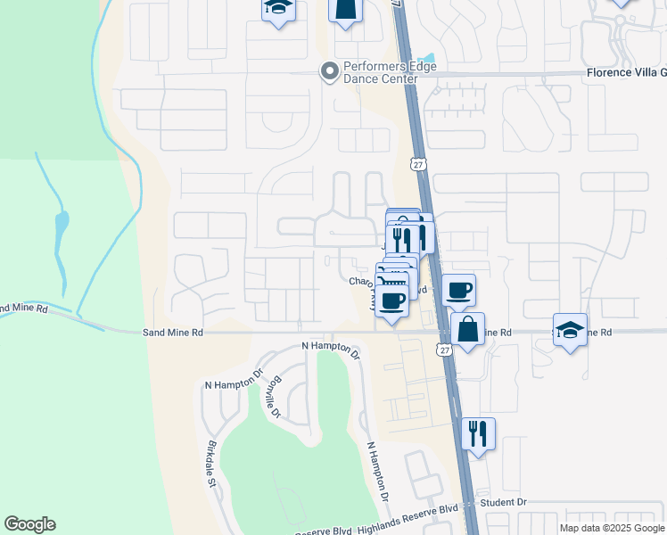 map of restaurants, bars, coffee shops, grocery stores, and more near 904 Charo Parkway in Davenport