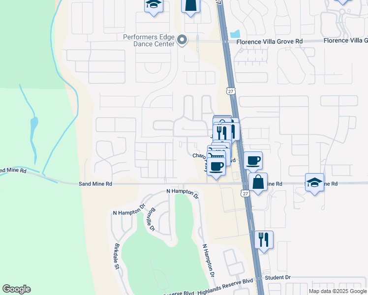 map of restaurants, bars, coffee shops, grocery stores, and more near 904 Charo Parkway in Davenport