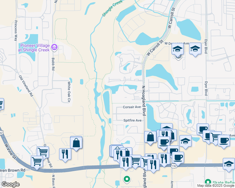 map of restaurants, bars, coffee shops, grocery stores, and more near 2217 Grand Cayman Court in Kissimmee