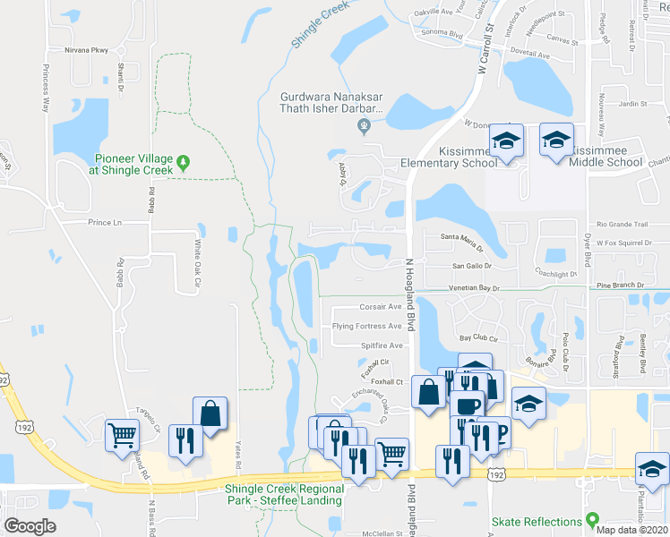 map of restaurants, bars, coffee shops, grocery stores, and more near 2217 Grand Cayman Court in Kissimmee