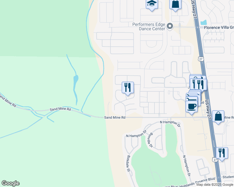 map of restaurants, bars, coffee shops, grocery stores, and more near 506 Caribbean Drive in Davenport