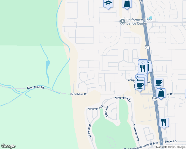 map of restaurants, bars, coffee shops, grocery stores, and more near 647 Orchid Drive in Davenport