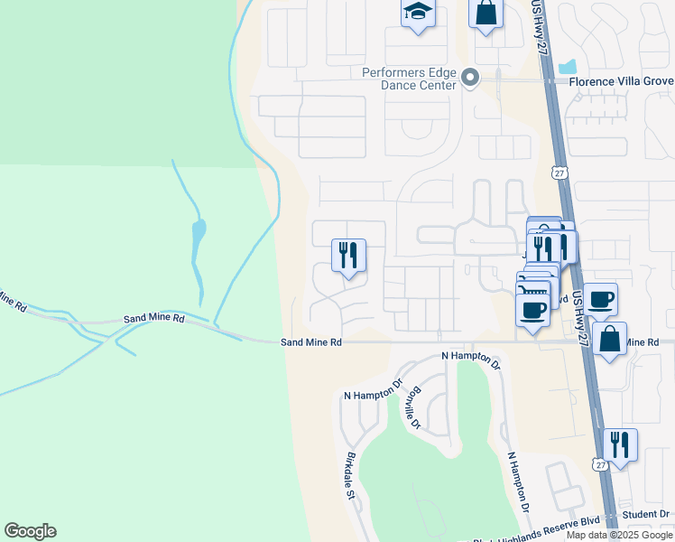 map of restaurants, bars, coffee shops, grocery stores, and more near 432 Orchid Drive in Davenport