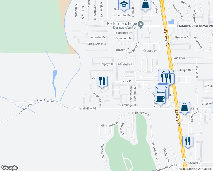 map of restaurants, bars, coffee shops, grocery stores, and more near 810 Orchid Drive in Davenport