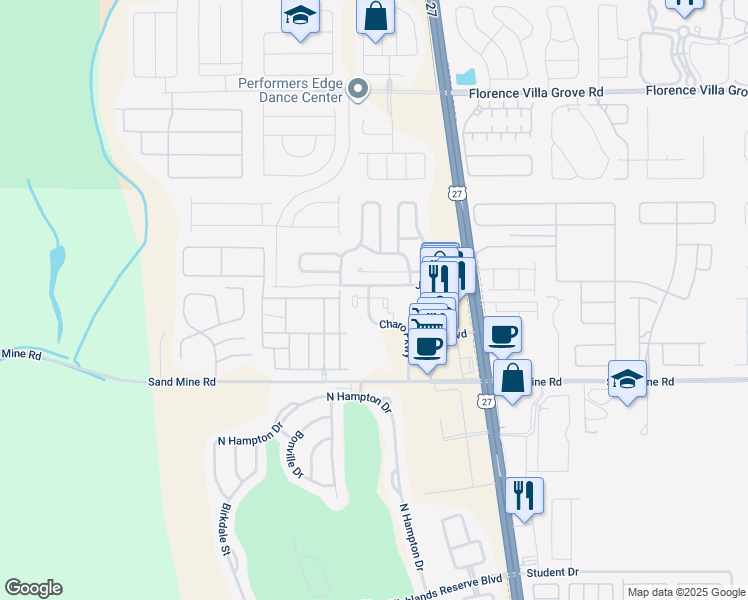 map of restaurants, bars, coffee shops, grocery stores, and more near 903 Charo Parkway in Davenport