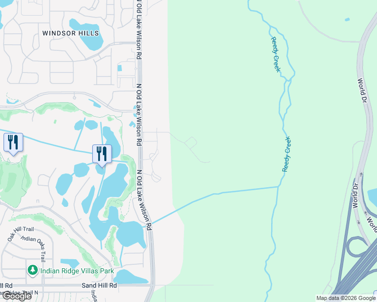 map of restaurants, bars, coffee shops, grocery stores, and more near Atlantis Way in Kissimmee