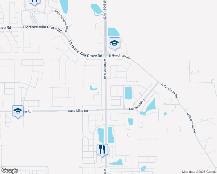 map of restaurants, bars, coffee shops, grocery stores, and more near 8965 Rhodes Street in Kissimmee
