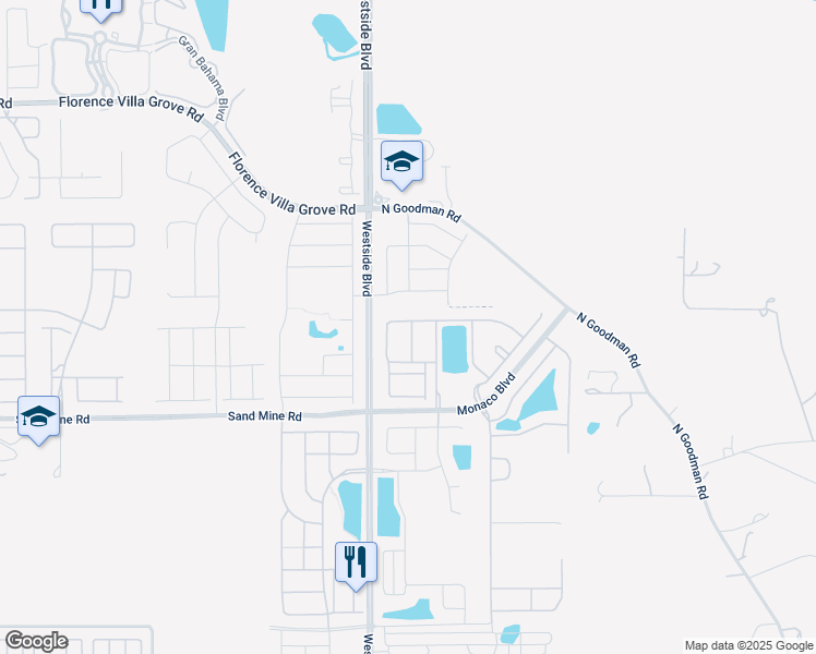 map of restaurants, bars, coffee shops, grocery stores, and more near 8921 Rhodes Street in Kissimmee