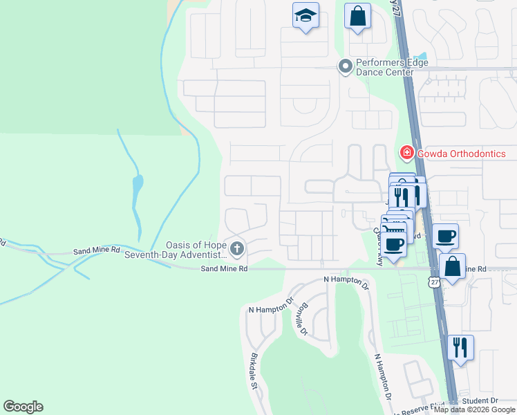 map of restaurants, bars, coffee shops, grocery stores, and more near 942 Orchid Drive in Davenport