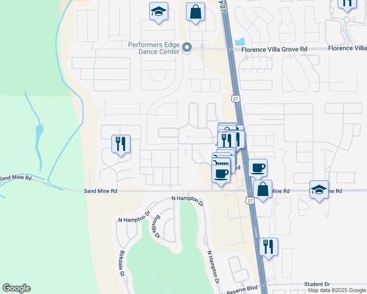 map of restaurants, bars, coffee shops, grocery stores, and more near 106 Cornwallis Drive in Davenport
