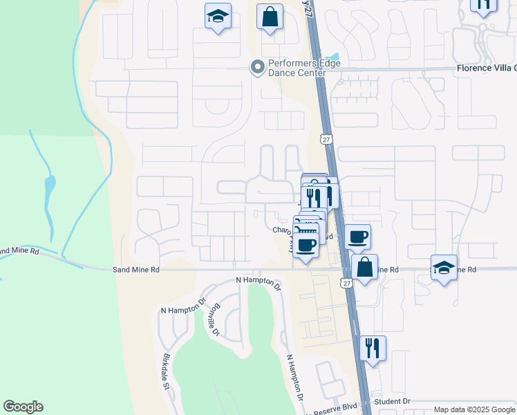 map of restaurants, bars, coffee shops, grocery stores, and more near 106 Cornwallis Drive in Davenport