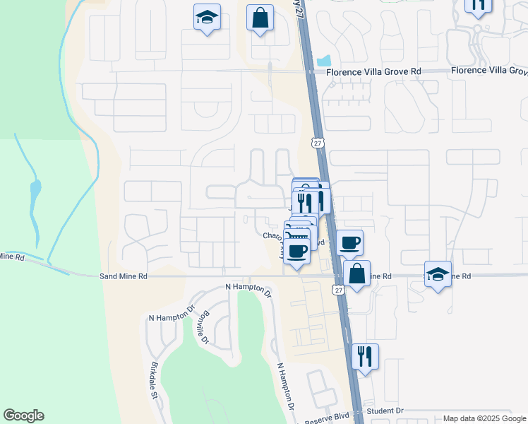 map of restaurants, bars, coffee shops, grocery stores, and more near 153 Glasgow Court in Davenport