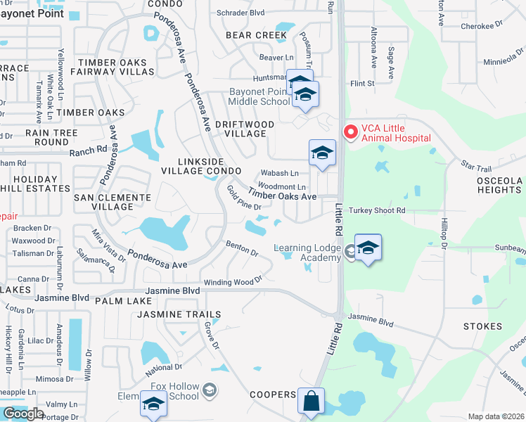 map of restaurants, bars, coffee shops, grocery stores, and more near 8710 Gold Pine Drive in Port Richey