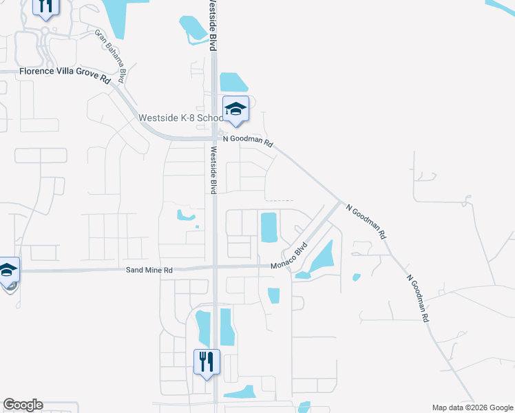 map of restaurants, bars, coffee shops, grocery stores, and more near 8921 Rhodes Street in Kissimmee