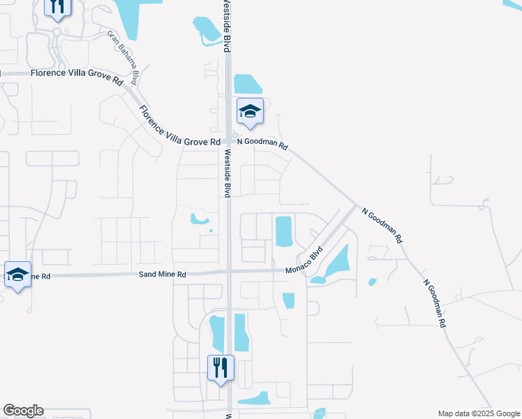 map of restaurants, bars, coffee shops, grocery stores, and more near 8921 Rhodes Street in Kissimmee