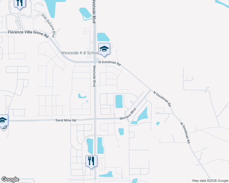 map of restaurants, bars, coffee shops, grocery stores, and more near 8921 Rhodes Street in Kissimmee