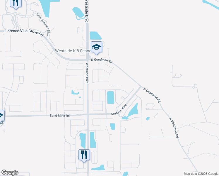 map of restaurants, bars, coffee shops, grocery stores, and more near 8873 Rhodes Street in Kissimmee