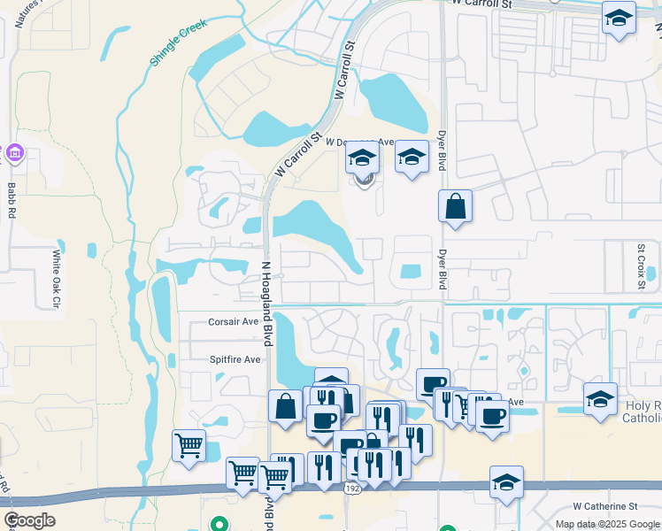 map of restaurants, bars, coffee shops, grocery stores, and more near 4014 Santa Maria Drive in Kissimmee