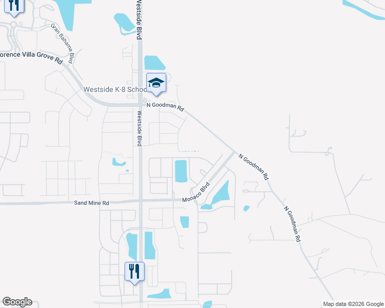 map of restaurants, bars, coffee shops, grocery stores, and more near 8833 Rhodes Street in Kissimmee
