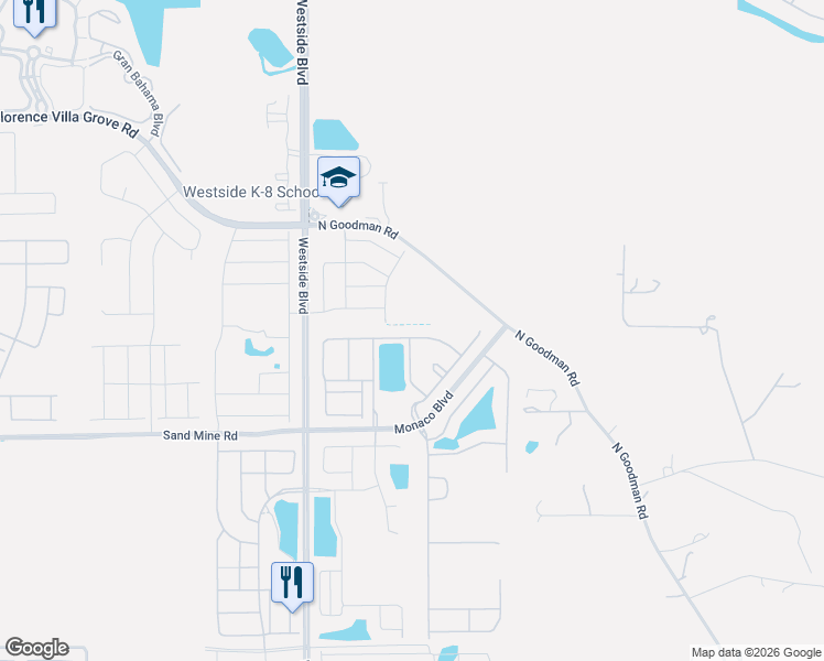 map of restaurants, bars, coffee shops, grocery stores, and more near 8873 Rhodes Street in Kissimmee