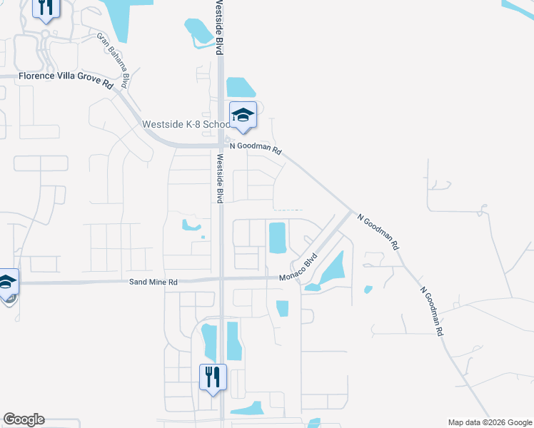 map of restaurants, bars, coffee shops, grocery stores, and more near 8921 Rhodes Street in Kissimmee