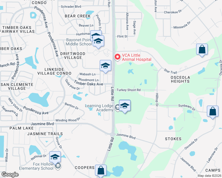 map of restaurants, bars, coffee shops, grocery stores, and more near 10654 Fallen Leaf Lane in Port Richey