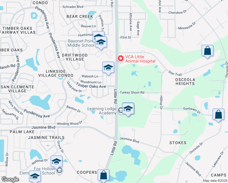 map of restaurants, bars, coffee shops, grocery stores, and more near 10654 Fallen Leaf Lane in Port Richey