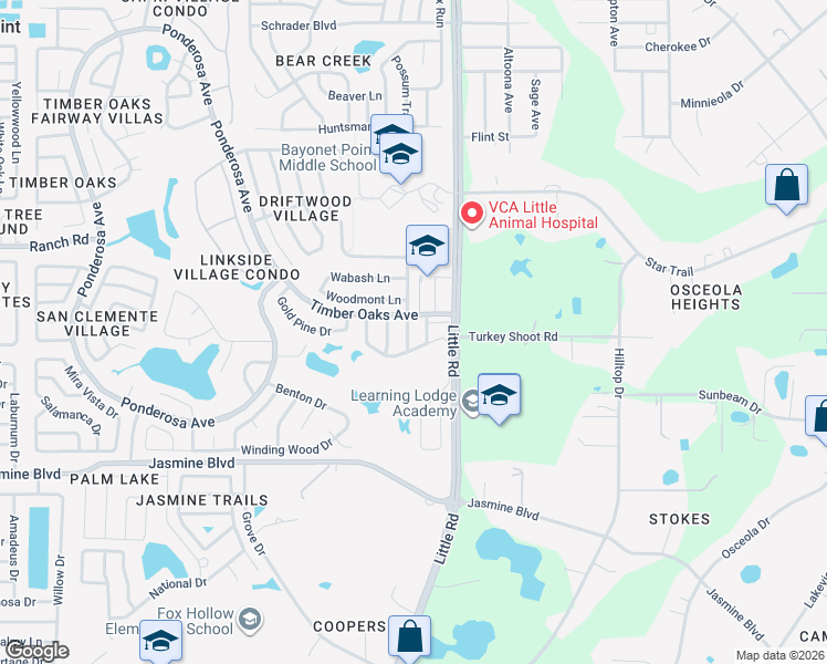 map of restaurants, bars, coffee shops, grocery stores, and more near 10800 Peppertree Lane in Port Richey