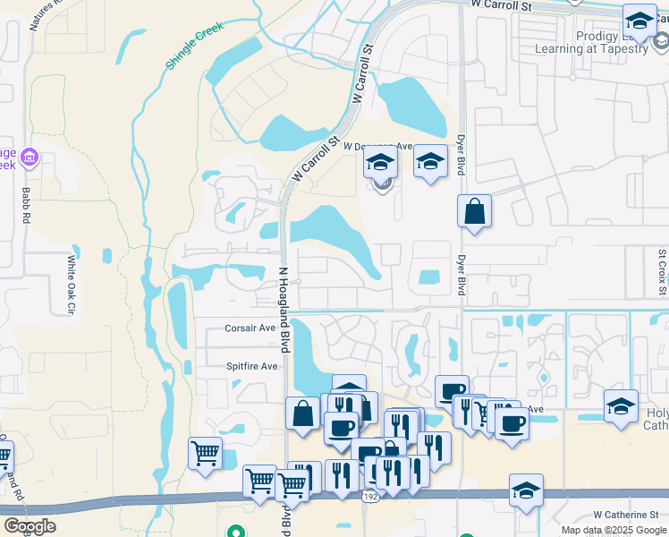 map of restaurants, bars, coffee shops, grocery stores, and more near 4014 Santa Maria Drive in Kissimmee