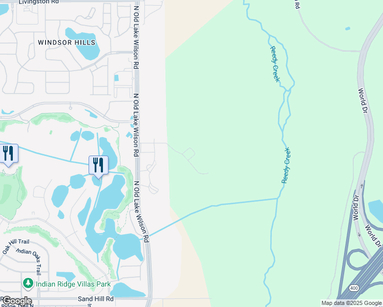 map of restaurants, bars, coffee shops, grocery stores, and more near Atlantis Way in Kissimmee