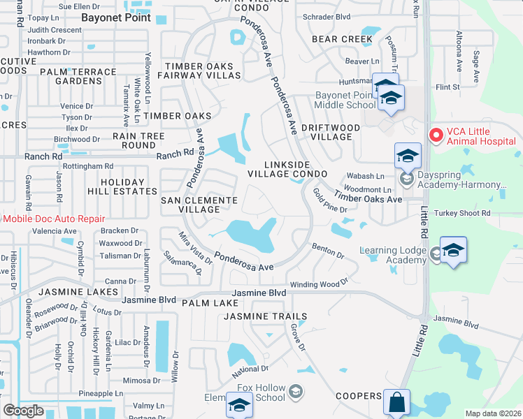 map of restaurants, bars, coffee shops, grocery stores, and more near 8325 Divot Way in Port Richey
