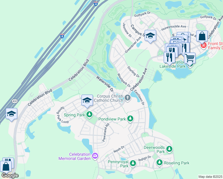map of restaurants, bars, coffee shops, grocery stores, and more near 800 Spring Park Loop in Kissimmee