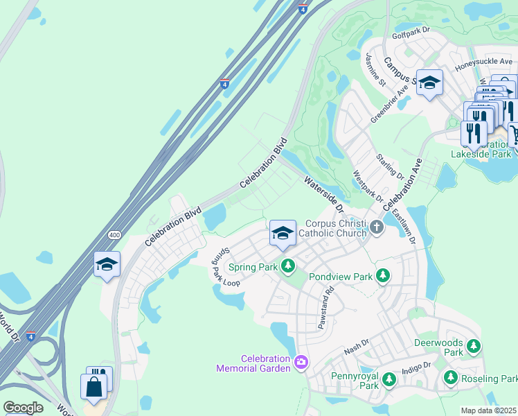 map of restaurants, bars, coffee shops, grocery stores, and more near 754 Centervale Drive in Kissimmee