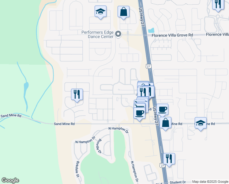 map of restaurants, bars, coffee shops, grocery stores, and more near 106 Cornwallis Drive in Davenport