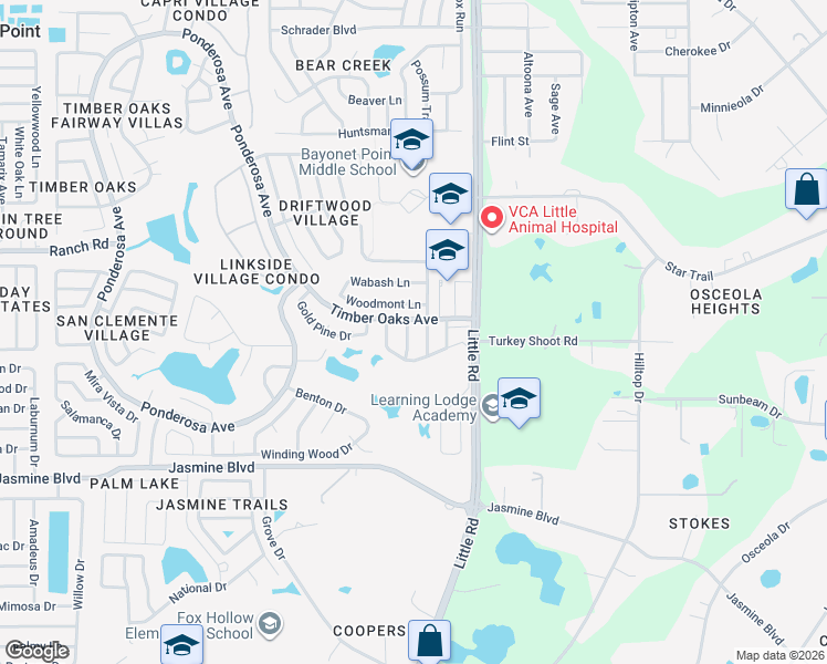 map of restaurants, bars, coffee shops, grocery stores, and more near 10800 Peppertree Lane in Port Richey