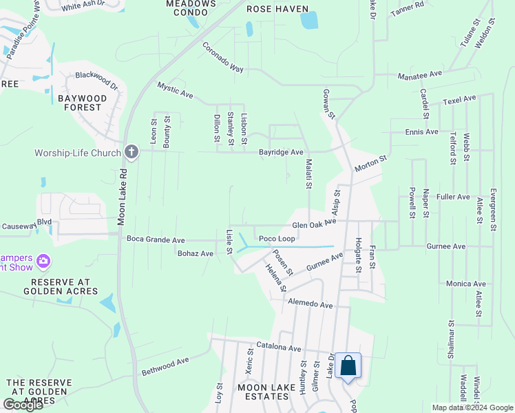 map of restaurants, bars, coffee shops, grocery stores, and more near 12245 Glen Oak Avenue in New Port Richey