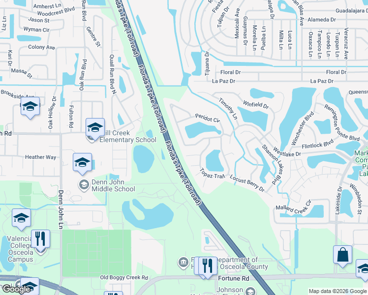 map of restaurants, bars, coffee shops, grocery stores, and more near 1928 Peridot Circle in Kissimmee