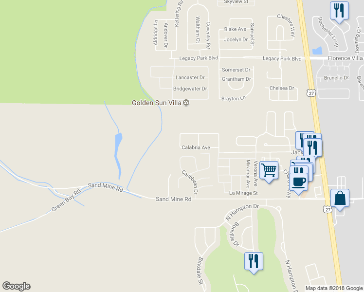 map of restaurants, bars, coffee shops, grocery stores, and more near 3459 Calabria Avenue in Davenport