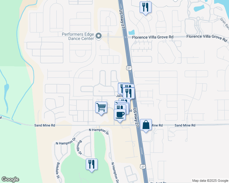 map of restaurants, bars, coffee shops, grocery stores, and more near 261 Wellesly Drive in Davenport
