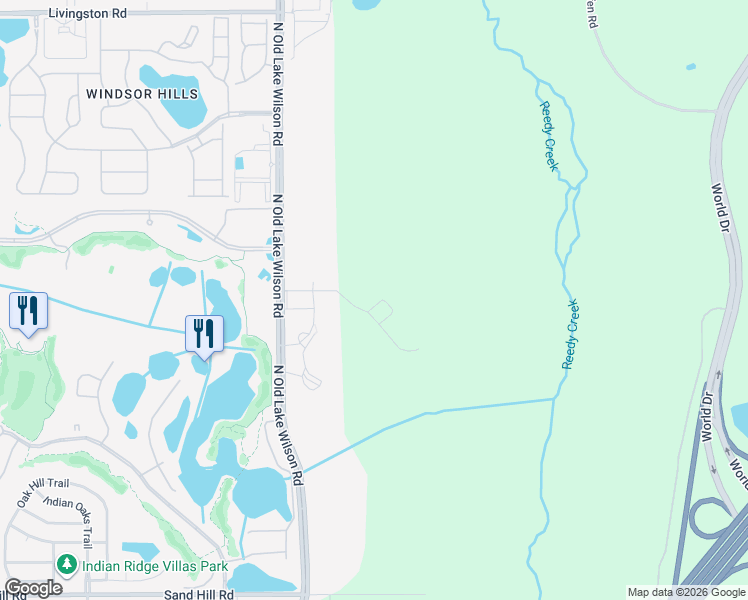 map of restaurants, bars, coffee shops, grocery stores, and more near Atlantis Way in Kissimmee
