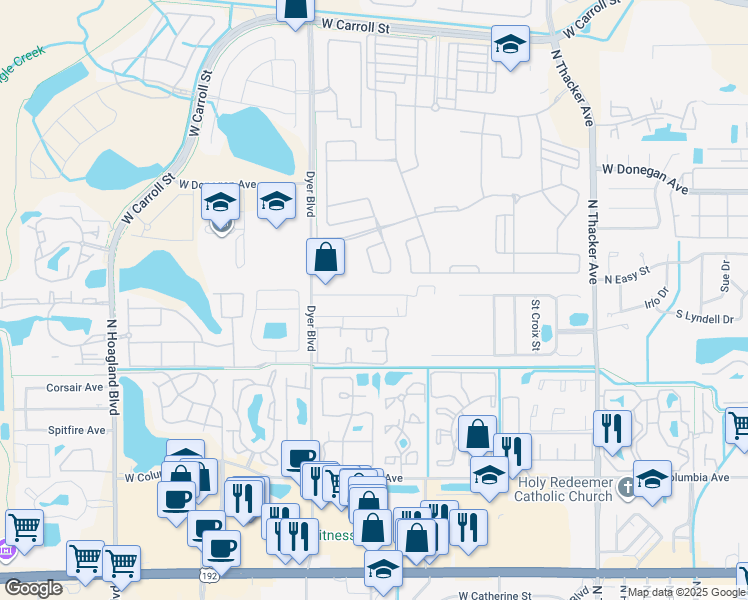map of restaurants, bars, coffee shops, grocery stores, and more near 2424 Chateau Loop in Kissimmee