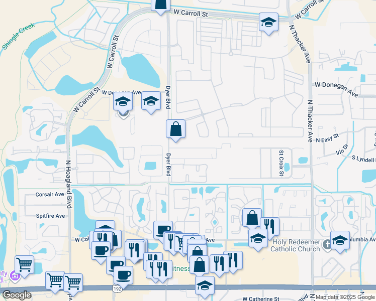 map of restaurants, bars, coffee shops, grocery stores, and more near 3131 Rio Grande Trail in Kissimmee