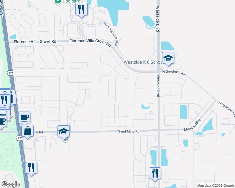map of restaurants, bars, coffee shops, grocery stores, and more near 2439 Zaballina Pl in Davenport