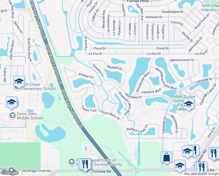 map of restaurants, bars, coffee shops, grocery stores, and more near 2015 Shannon Lakes Court in Kissimmee