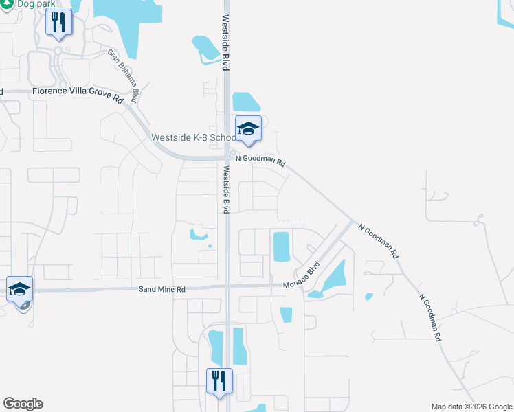 map of restaurants, bars, coffee shops, grocery stores, and more near 8933 Prague Way in Kissimmee